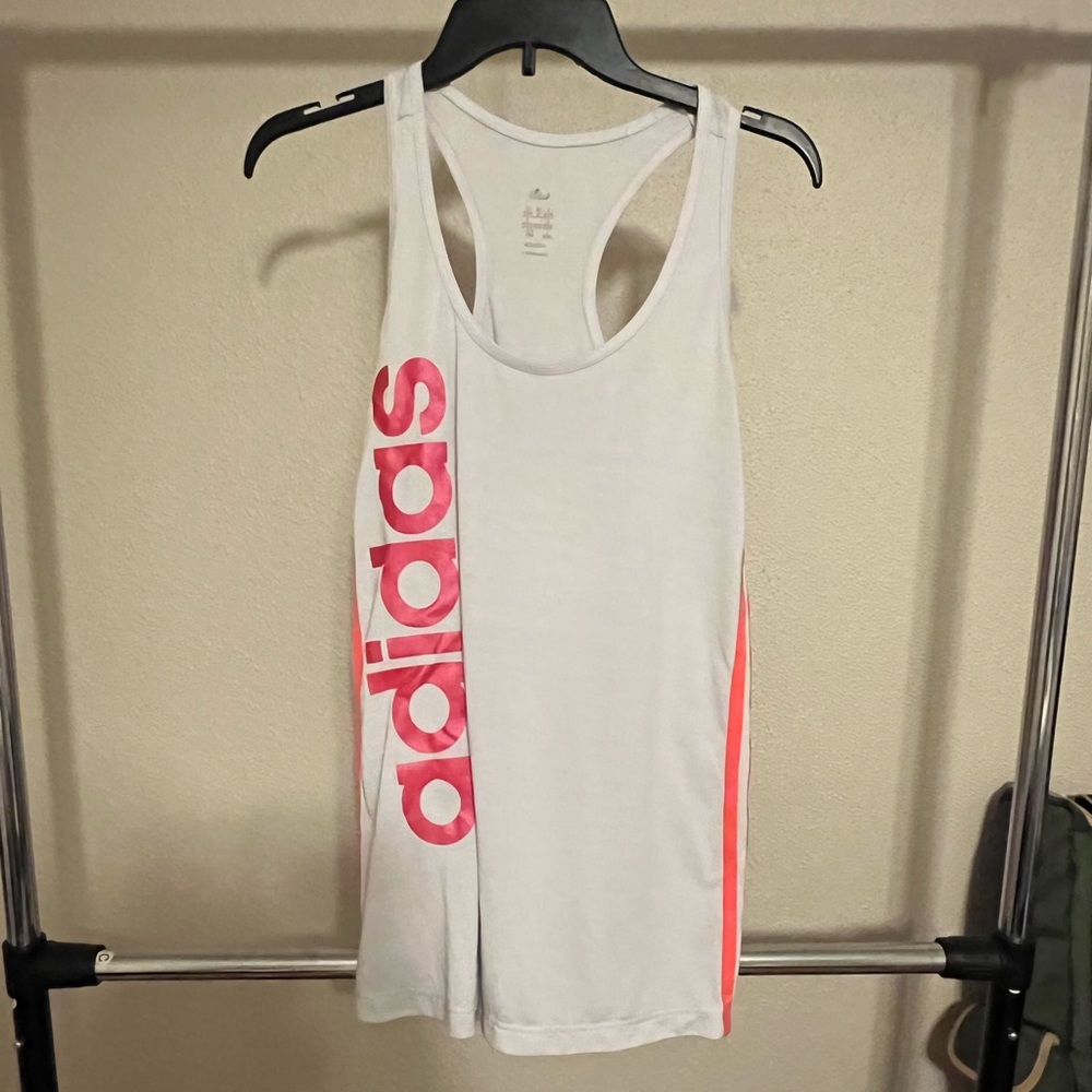 Adidas White Racerback Tank SZ M